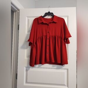 SHEIN Red Button Down Women's Top